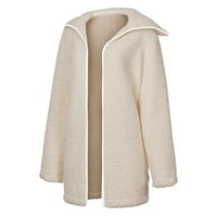 Дамско огромно палто от яке от руно размито бутон с дълъг ръкав шерпа яке дълъг палто с джобове