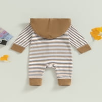 Совалка за новородено бебе момче дълъг ръкав режим на раиран бутон с качулка ромпер за есенни дрехи за бебета