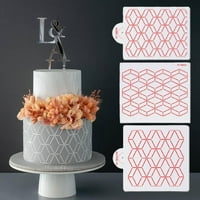 Pontos Cake Stencil Geometric Rhombus модел ръчно рисувани консумативи за домашни любимци за пръскане на десерт за дома за дома