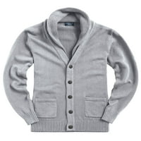 Matchstick Men's V-Neck Shawl Collar Button-Up Cardigan памучен плетен пуловер с джобове