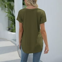 Топ тениска за жени памук с къс ръкав твърд цвят на открито, причинно -следствена тениска