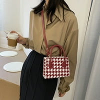 Loygkgas Нова ретро карирана чанта за рамо кръстосани жени pu преносими чанти