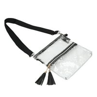 Zaqw прозрачна чанта за рамо, прозрачна чанта за рамо с цип, прозрачна чанта за рамо на пискюла с преден джоб с цип чиста чанта за пратеник за излизане