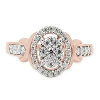 Ct. T.W Round Cut Lab създаде Moissanite Diamond Halo клъстер сватбен годежен пръстен за жени в 14K розово злато над стерлинги сребро -9.5