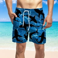 Мъжки летни отпечатани небрежни къси панталони Разхлабени тетер джобни дъски къси панталони