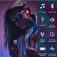 Urban Street Buds плюс истински Bluetooth безжични слушалки за Vodafone Tab Prime с активен шум от анулиране на розово