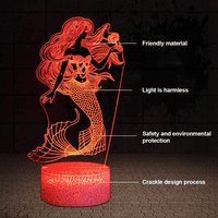 Русалка 3d илюзионна лампа за момиче русалка Коледно подарък за рожден ден Малката русалка LED Нощни светлинни цветове Промяна за деца момче дете