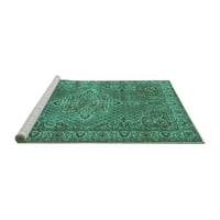 Ahgly Company Machine Pashable Indoor Round персийски тюркоазено сини традиционни килими, 3 'кръг