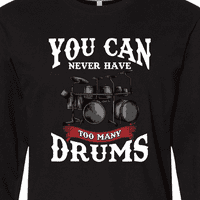 Мастически барабанист смешно твърде много барабани музикална шега тениска с дълъг ръкав