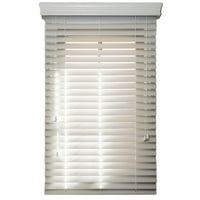 Fau Wood Blinds Horizontal Slats-Custom Made-Side Mount-Snow White Smooth-от 33 широк до 84 дълъг