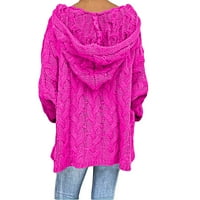 Vivianyo hd пуловери за жени клирънс плюс размер жените модни разхлабени големи размери плътни цветове качулка дълги ръкави пуловер върхове роли горещо розово