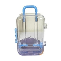 Temacd съхранение BO Mini Transparent Easy Grip Неплъзгаща дръжка Пространство Спестяване на декоративни пластмасови бижута бонбони миниатюра куфар за десктоп синьо