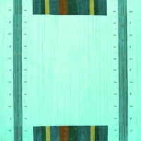 Ahgly Company Indoor Rectangle Solid Turquoise Blue Modern Area Rugs, 2 '4'