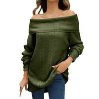Пуловерите за жени се вписват от твърд цвят от рамо с дълъг ръкав есен зимен темперамент прав плетене върхове празнични учители пуловери