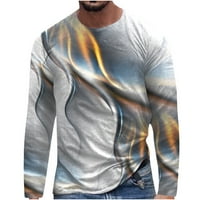 Мъжки готин 3D абстрактна графична графична пуловер с дълъг ръкав горен екипаж с дълъг ръкав сив m