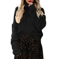 Sngxgn дамски големи размери от върховете на рамото, огромни оребрени плетени туники пуловери, големи пуловери за жени, черни, размер XL