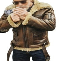 Капрез с дълги ръкави изходни дрехи кожени кожени палта мъжете топло яке от руно зима с джобове claret 2xl