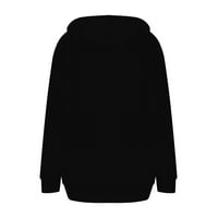 Палта за жени ежедневно домашно тренировка на открито солидна качулка с дълги ръкави суичъри Pocket Pocket Top Sweatshirt Black XXXL