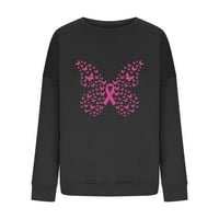 Trendvibe Суичър за оцеляване на рак на гърдата за жени пеперуди мама ризи на гърдата Рак осъзнаване на съпругите се надяват мира любов подкрепа оцеляла пуловер семейство заедно свободни меки есенни върхове