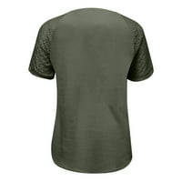 Дамски върхове жени Лятна ежедневна мода отпечатани v шия къси ръкави върхове блуза тениски зелени xxxl