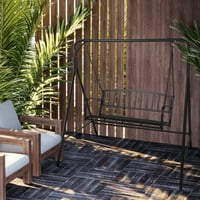 Винтидж люлееща се рамка на открито градински желязна художествена суинг рамка веранда люлееща се стойка, черна