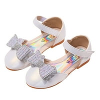niuredltd момичета бебешки принцеси обувки Rhinestone Bow Sandals Dancing Shoes Pearl Bling Shoes Single Kids Shoes Size 34