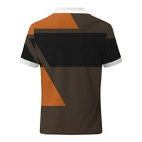 Мъжки поло ризи 3D цифров печат Разхлабена риза за голф с цип с къс ръкав