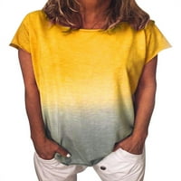 ZDCDCD Женски ежедневен къс ръкав кръг на градиент на NACK блузи блузи върхове върхове