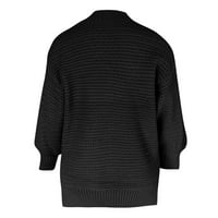 Плетена костенурка солидни разхлабени пуловери с дълъг ръкав за жени черни размери s