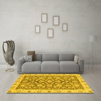 Ahgly Company Indoor Rectangle Oriental Yellow Traditional Area Rugs, 7 '9'