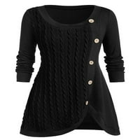 Niuer дамски плетаки твърди цветове джъмперни върхове жени свободни пуловер плюс размер зима дълъг ръкав ежедневен пуловер черен 3xl