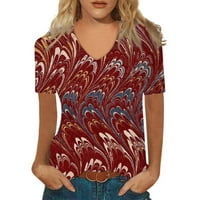 Женски ризи Женски тениска с къси ръкави отпечатана имитация на памук от памук от памук xxxl