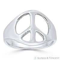 Мирен знак Очарователен хипи символ на дясния пръстен в Стерлинг сребро