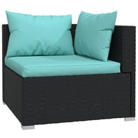 Buyweweek Patio Lounge Set с възглавници Poly Rattan Black