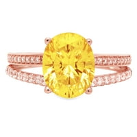 3.28ct овално изрязване жълто симулиран диамант 18k розово злато годишнина годежен пръстен размер 4