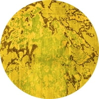 Ahgly Company Indoor Round Abstract Yellow Modern Area Rugs, 5 'кръг