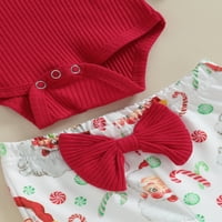 Коледно облекло за бебета момичета, панталони за главни панталони на Санта от печат