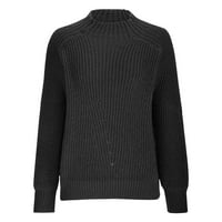 Zunfeo пуловери за жени- Turtleneck Sold Simple топло плетено пуловер пуловер Лан ръкав капка рамо от свободното време върхове дълги ръкави пуловер върхове черни xl