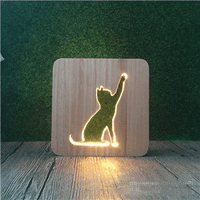 коте LED нощно светло дърво с ниско енергийно използване на бутон Switch Soft топла светлина Creative Friends Gift Spolwer Home Decoration