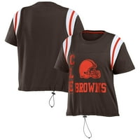 Женско облекло от Erin Andrews Brown Cleveland Browns Cinched Colorblock тениска