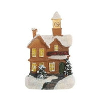 Мини коледна къща с LED коледни подаръци, украсени със зимно снежно село