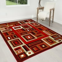 Ръчно занаят килими-модерни съвременни чисто нова зона килими-абстрактни килим с рамка бокс кубче шаблон безплатно червена мока слонова кост черни крака