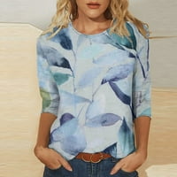 Блузи и ризи с копчета модни отпечатани разхлабени тениски ръкави блуза кръгла шия ежедневни върхове