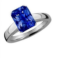 Harry Chad Enterprises 2. CT Radiant Politaire Ceylon Sapphire Andagement Ring, 14K злато - размер 6.5