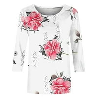 Juebong летни ризи за жени модерен ръкав туника тениски върхове разхлабени тънки прилепнали флорални принт блуза тройник