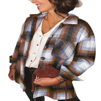 Карирани ризи за карирани за жени за жени фланелни яке за шекета с дълъг ръкав с гадже риза палта