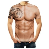 Върхове за мъже празници ежедневни тениски модни смешни 3D мускулни хора щампа с къс ръкав тениски блуза топчета