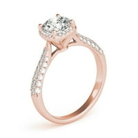 1.25ctw лабораторен диамант кръг 18K розово злато много ред хало годежен пръстен