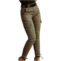 Hesxuno Fashion Women Solid Sports Небрежни кльощави джобове с висока талия панталони