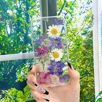 Проектиран за iPhone Pro Ma пресован калъф за цветя, сладък ясен с дизайн мек TPU прозрачен изсушен истински цветно флорален естетически калъф за iPhone Pro Ma Жени момичета